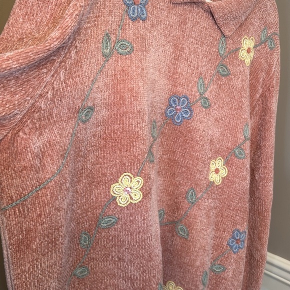 Alfred Dunner size 3X collared floral sweater in rose - Picture 3 of 5